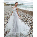 Vestidos de novia de satén con escote en V y chaqueta desmontable de NumberSea, nuevos diseños 2021