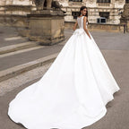 Vestido de novia africano NumberSea SoDigne de satén 2021 con botones y bolsillos, corte A, de encaje, estilo princesa, para fiesta de boda, talla grande
