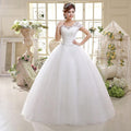 Vestido de novia NumberSea blanco de manga corta, sencillo, con cuello redondo, bordado, largo hasta el suelo, espalda descubierta, con cordones, talla grande, G111