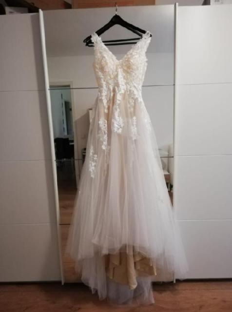 NumberSea Sexy Sweetheart A Line Wedding Dresses Off Shoulder Champagne Liner Tulle Appliques Sleeveless Bridal Gowns Womens Formal 2021