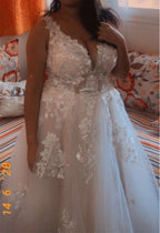 NumberSea Sexy Sweetheart A Line Wedding Dresses Off Shoulder Champagne Liner Tulle Appliques Sleeveless Bridal Gowns Womens Formal 2021