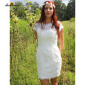 Vestidos de novia cortos de verano NumberSea 2021, con mangas cortas y escote en V pronunciado, vestido de novia de encaje con columna corta, vestido de casamento