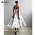 Vestidos de novia de princesa cortos NumberSea, vestidos de novia con hombros descubiertos, vestidos elegantes de satén, vestido de novia hecho a medida