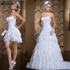 NumberSea Frühling Trägerloses Geraffte Stufen Kurzes Brautkleid Kleider Mit Abnehmbarem Rock Vintage Zwei Stücke Spitze Brautkleider vestidos
