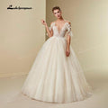 Vestido de novia estilo princesa NumberSea, estilo bohemio, 2021, con flores 3D, escote en V, tirantes finos, encaje