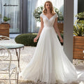 Vestido de verano NumberSea para boda, elegante vestido de novia bohemio 2021, vestido de fiesta de encaje de gasa blanco roto con vuelo sexy para mujer