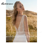 Vestido de novia de playa sencillo NumberSea, bata de encaje para boda 2021, elegante vestido de novia bohemio con espalda abierta y encaje Lakshmigown