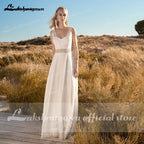 Vestido de novia de playa sencillo NumberSea, bata de encaje para boda 2021, elegante vestido de novia bohemio con espalda abierta y encaje Lakshmigown