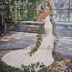Vestido de novia NumberSea de satén sexy, estilo princesa sirena, hombros descubiertos, 2023, con encaje y cuentas, estilo campestre, cola larga