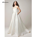 NumberSea Zwei Stücke Hochzeit Kleider 2022 Perlen Top Brautkleid Jewel Neck Strand Satin Hochzeit Kleid Vestidos De Novia
