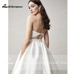 NumberSea Zwei Stücke Hochzeit Kleider 2022 Perlen Top Brautkleid Jewel Neck Strand Satin Hochzeit Kleid Vestidos De Novia