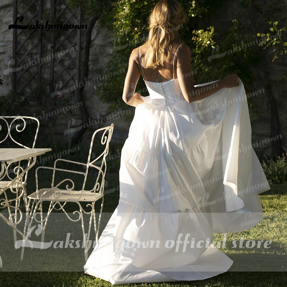 Vestidos de novia NumberSea de dos piezas con tirantes finos, encaje satinado, chal desmontable y botones traseros, sencillos y elegantes, 2021