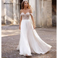 NumberSea suknie weselne 2021 Neueste Zwei Stücke Hohe Split Weg Von Der Schulter Hochzeit Kleider Mit Zurück Tasten vestidos de mujer boda