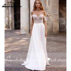 NumberSea suknie weselne 2021 Neueste Zwei Stücke Hohe Split Weg Von Der Schulter Hochzeit Kleider Mit Zurück Tasten vestidos de mujer boda