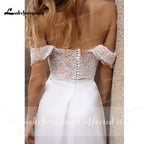 NumberSea suknie weselne 2021 Neueste Zwei Stücke Hohe Split Weg Von Der Schulter Hochzeit Kleider Mit Zurück Tasten vestidos de mujer boda