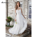 Vestido de novia blanco NumberSea Boho de dos piezas, sexy, 2021, sin mangas, largo hasta el suelo, con cola de corte, apliques de encaje, elegante