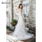 Vestido de novia blanco NumberSea Boho de dos piezas, sexy, 2021, sin mangas, largo hasta el suelo, con cola de corte, apliques de encaje, elegante