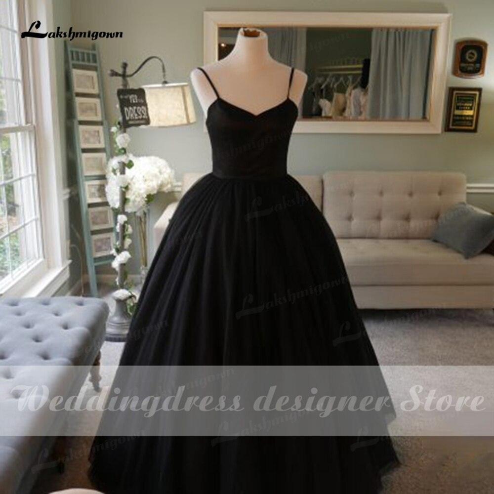 NumberSea - Vestidos de novia negros con tirantes finos sencillos 2022, estilo gótico vintage, vestido de novia formal hecho a mano, estilo princesa.