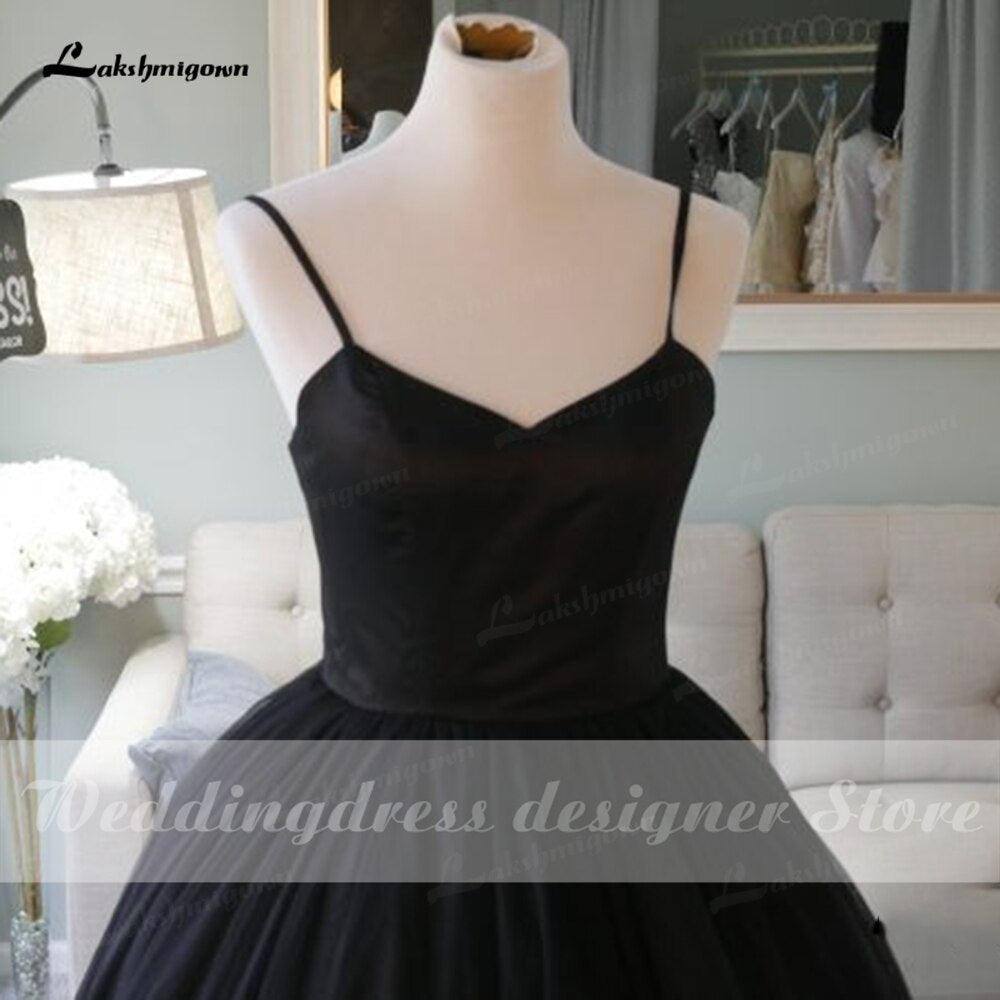 NumberSea - Vestidos de novia negros con tirantes finos sencillos 2022, estilo gótico vintage, vestido de novia formal hecho a mano, estilo princesa.