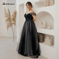 Vestido de novia sencillo NumberSea negro degradado, estilo bohemio, con hombros descubiertos, de malla, tul transparente, estilo gótico gris, talla grande