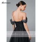 Vestido de novia sencillo NumberSea negro degradado, estilo bohemio, con hombros descubiertos, de malla, tul transparente, estilo gótico gris, talla grande
