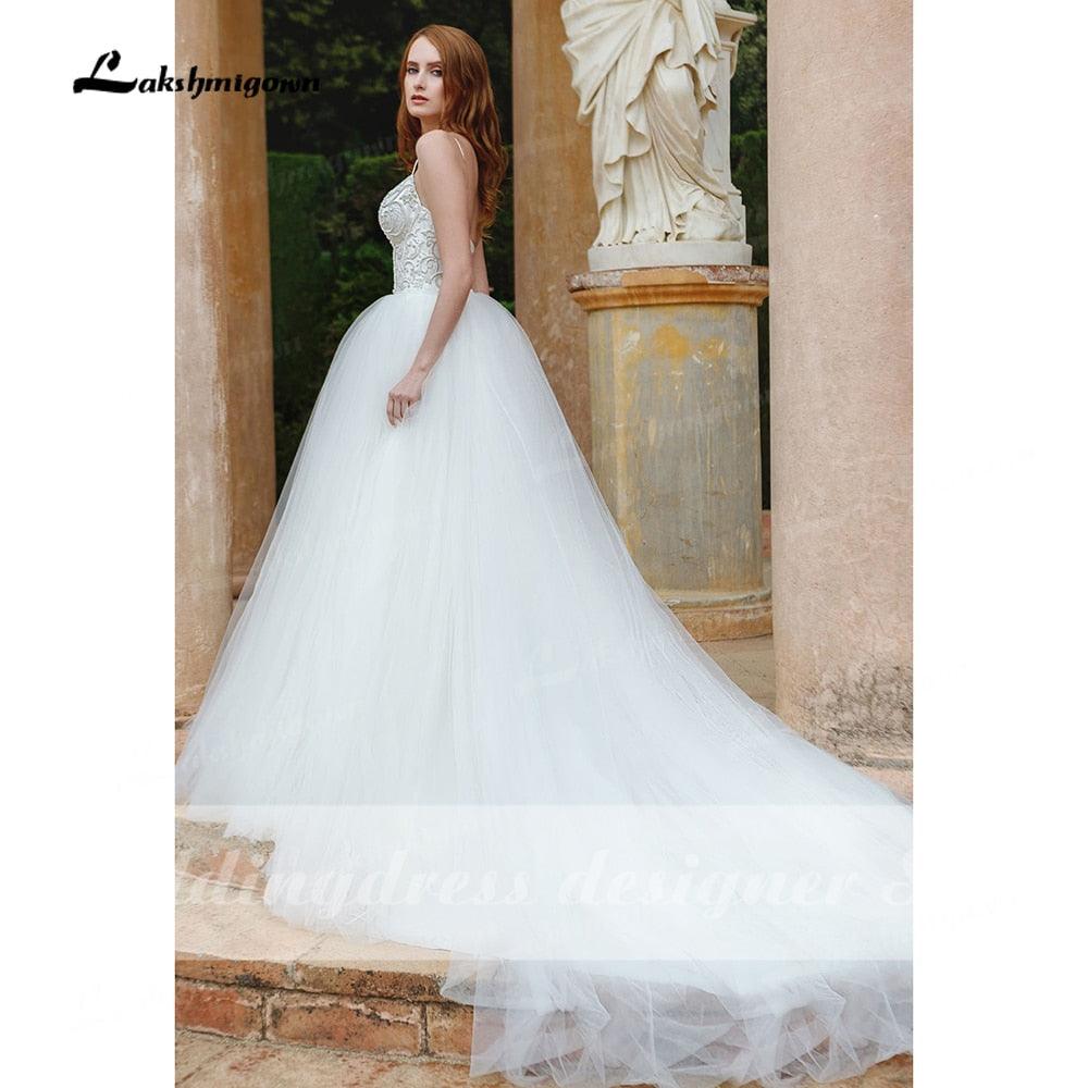 Vestidos de novia bohemios sexys NumberSea 2022, elegantes, de encaje, para playa, bohemios, sencillos, con tirantes finos, con cuentas únicas, para boda