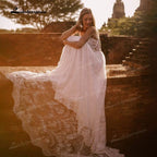 Vestidos de novia bohemios sexys NumberSea 2022, elegantes, de encaje, para playa, bohemios, sencillos, con tirantes finos, con cuentas únicas, para boda