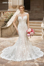 Vestido de novia NumberSea de sirena con encaje, escote corazón, espagueti 2 en 1, sin espalda, para fiesta, talla grande, para novia