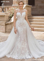 Vestido de novia NumberSea de sirena con encaje, escote corazón, espagueti 2 en 1, sin espalda, para fiesta, talla grande, para novia
