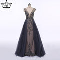 Hard Beading  Navy  Blue With Train  Evening Dress Long Diamond Crystal Tulle Formal Evening Dress 2024 Serene Hill LA6185