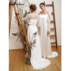 Vestido de novia blanco marfil con mangas abullonadas de NumberSea