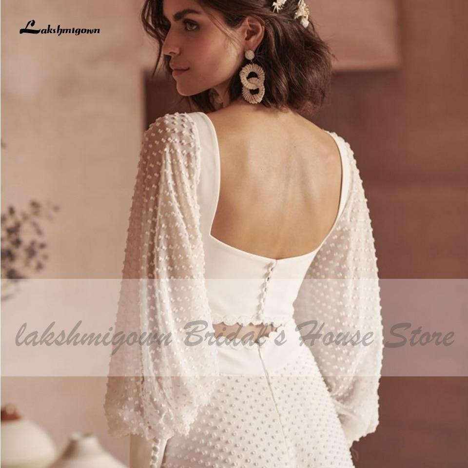NumberSea Puffy Long Sleeve Boho Wedding Dress 2 Pieces