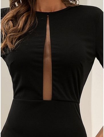 Meerjungfrau/Trompete Abendkleid, elegantes Kleid, formeller Herbst, Hofschleppe, lange Ärmel, Rundhalsausschnitt, Stretchstoff mit Falten