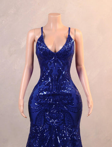 Meerjungfrau/Trompete Abendkleid Luxuriöses Kleid Karneval Bodenlang Ärmellos Spaghettiträger Afroamerikaner Pailletten mit Federstickerei