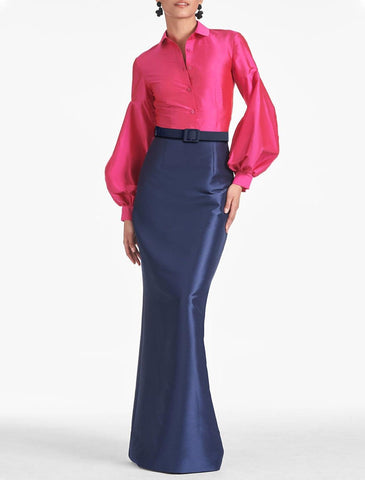 Meerjungfrau/Trompete Abendkleid Elegantes schwarzes Kleid Formal Herbst Bodenlang Langarm Hemdkragen Satin mit Riemchen