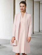 Vestido de dos piezas de corte A para madre de la novia, para invitada de boda, iglesia, elegante, cuello en V, largo hasta la rodilla, de gasa, manga corta, chaqueta, vestidos con color sólido, otoño