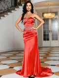 Mermaid / Trumpet Evening Gown Luxurious Dress Christmas Formal Sweep / Brush Train Sleeveless Strapless Charmeuse with Sequin