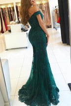 Vestidos de noche largos rojos con encaje y cuentas, hombros descubiertos, corte sirena, vestidos de fiesta