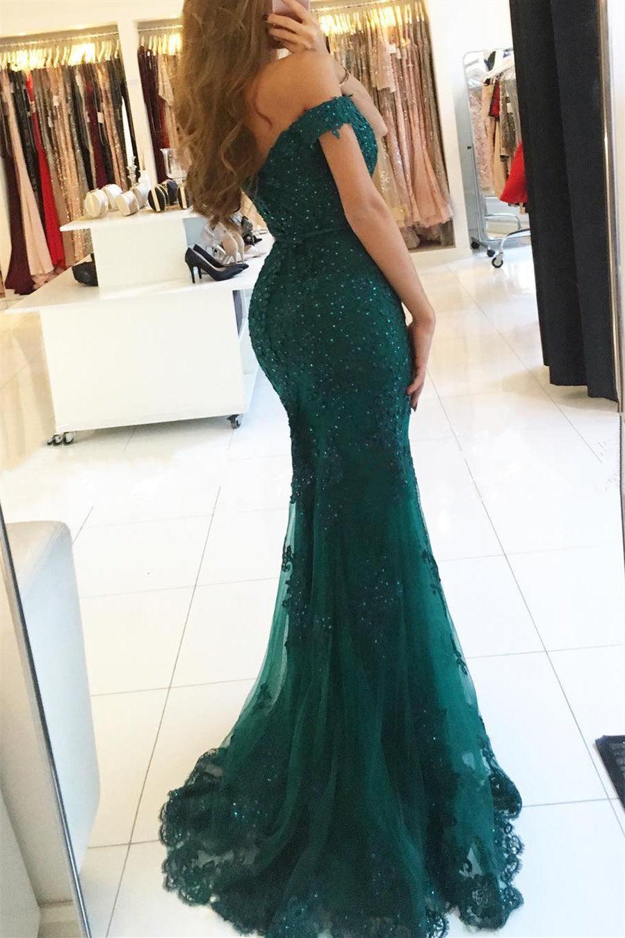Vestidos de noche largos rojos con encaje y cuentas, hombros descubiertos, corte sirena, vestidos de fiesta
