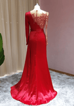 Vestidos de fiesta largos rojos | Vestidos de noche con mangas