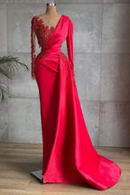 Vestidos de fiesta largos rojos | Vestidos de noche con mangas