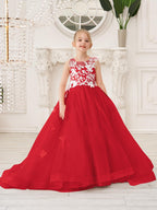 Elegante vestido de tul sin mangas estilo princesa de corte A para niña de las flores 