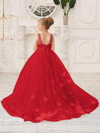 Elegante vestido de tul sin mangas estilo princesa de corte A para niña de las flores 