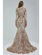Meerjungfrau/Trompete Abendkleid Sparkle &amp; Shine Kleid Formal Hofschleppe Langarm V-Ausschnitt Afroamerikanische Spitze mit Pailletten