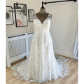 robe mariage femme Elegant V Neckline Full Lace Wedding Dress for Women  Sleeveless Bridal Gown Custom Made vestido noiva