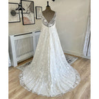 robe mariage femme Elegant V Neckline Full Lace Wedding Dress for Women  Sleeveless Bridal Gown Custom Made vestido noiva