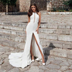 Vestido de novia de satén NumberSea Robe, sexy, sirena, sin espalda