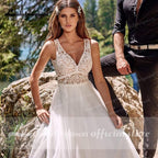 Vestido de novia bohemio de encaje romántico de NumberSea