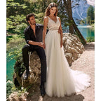 Vestido de novia bohemio de encaje romántico de NumberSea