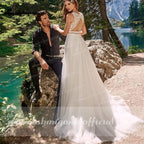 Vestido de novia bohemio de encaje romántico de NumberSea